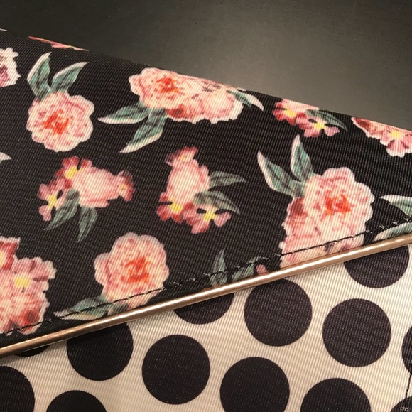 Pink & Black Floral/Polka Dot Clutch, Aldo - Picture 2 of 4